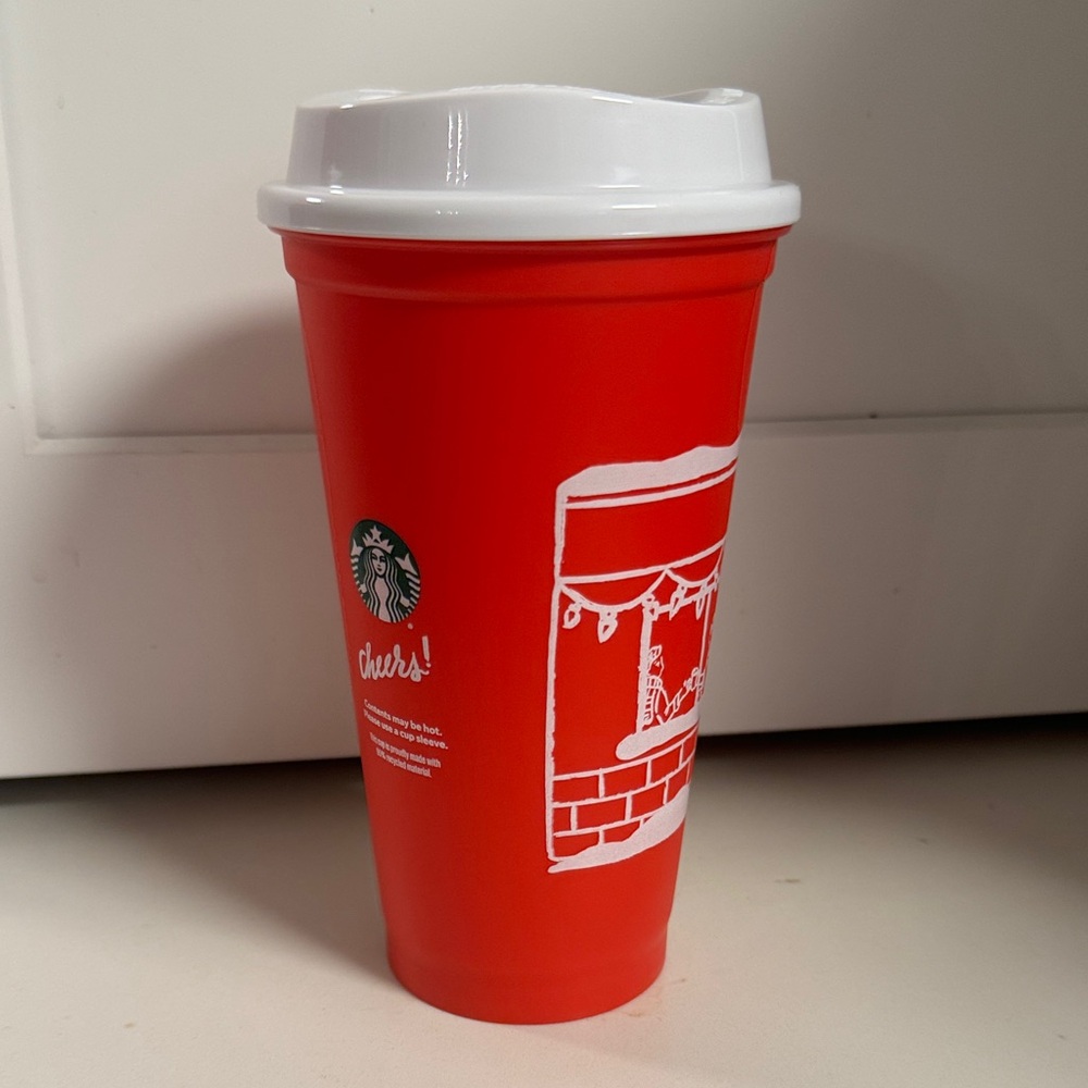 Starbucks Vibrant Red Tumbler with White Lid new! 2025